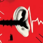 Poluarea fonică și riscul cardiovascular ilustrate printr-o ureche expusă la zgomot și linia vieții afectată