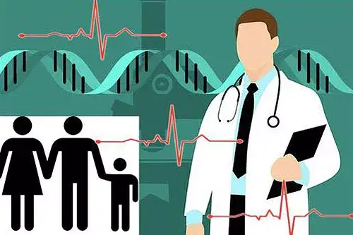 Familie discutând cu medicul cardiolog despre prevenția infarctului și evaluarea riscului genetic