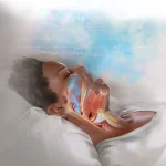 Apneea de somn și inima – ilustrație care arată oprirea temporară a respirației în timpul somnului.