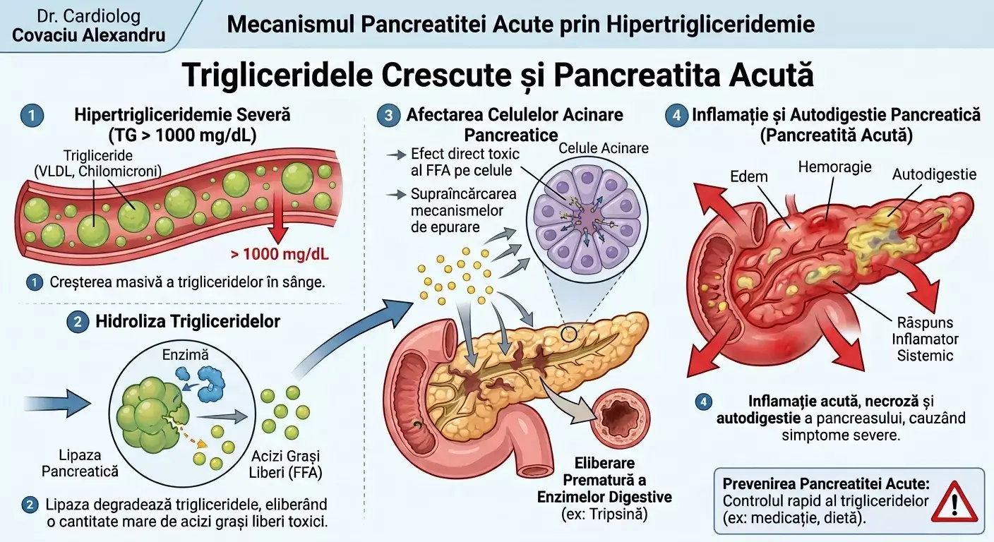 Mecanismul prin care trigliceridele mari si hipertrigliceridemia severa provoaca pancreatita acuta